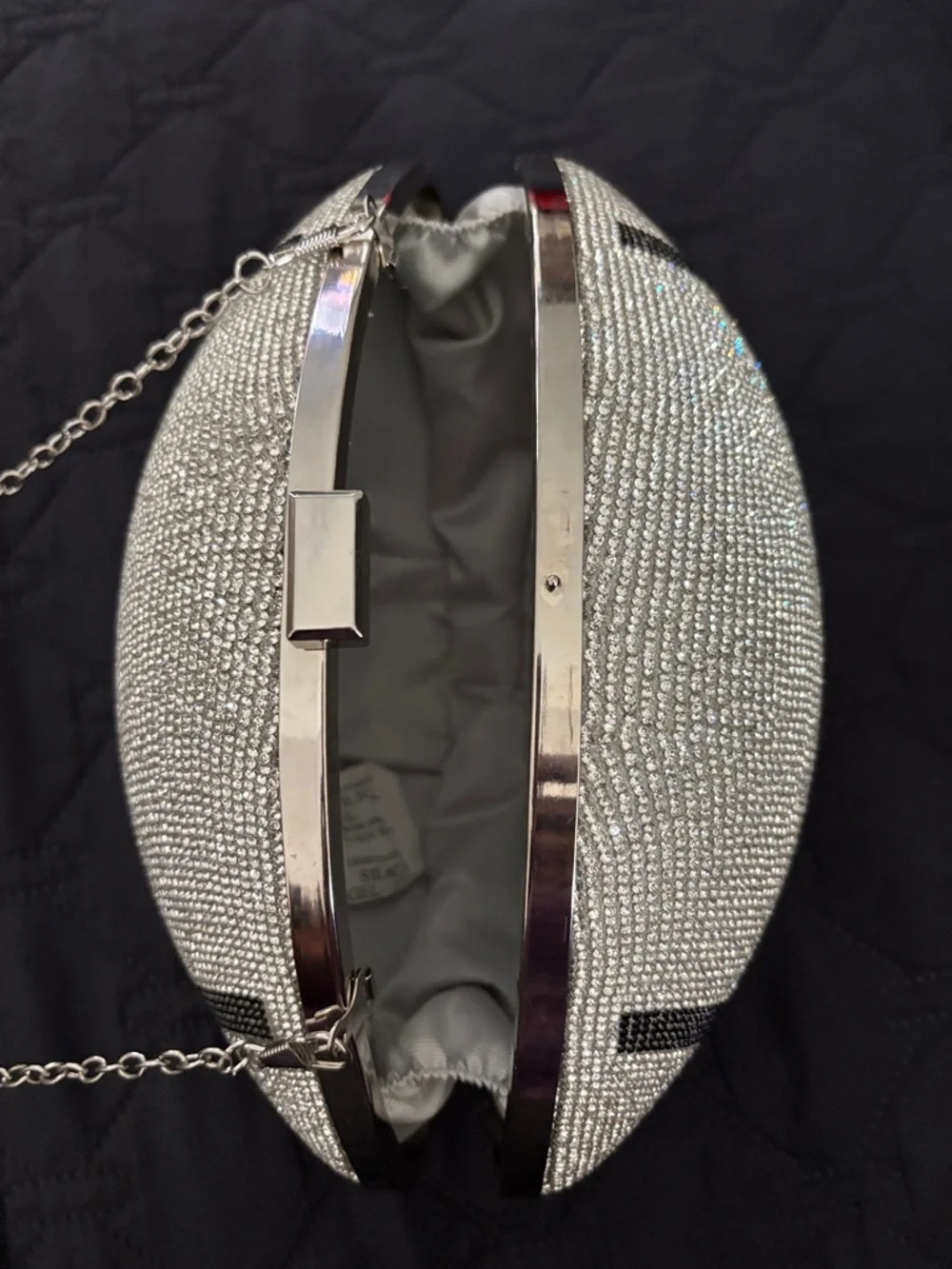 TOUCHDOWN! Beaded Rhinestone Football Clutch Crossbody Bag Purse NEW